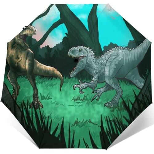 Automatic Umbrella Ancient Dinosaurs three-fold umbrella women men rain umbrella