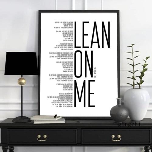 Bill Withers Lean On Me Song Black White Poster Print Lyrics Inspirational Quote Canvas Painting Minimalist Wall Art Home Decor