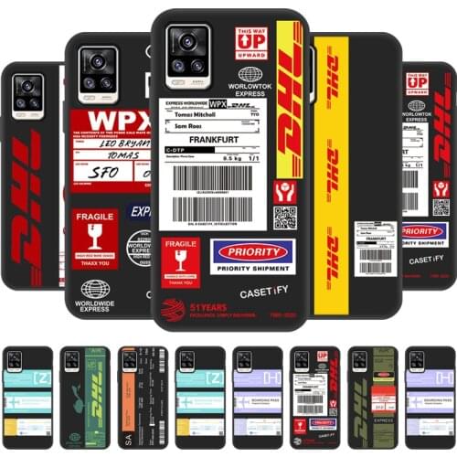 DHL Label Case For Vivo V20 SE V17 V19 V15 X50 X30 X27 Pro V9 V7 X20 Plus X23 V11i S7 S6 Phone Case Back Cover Soft Silicone