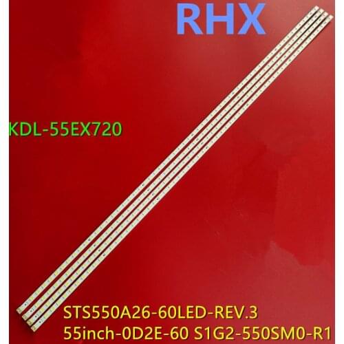2piece/lot KDL-55EX720 LCD TV LED backlight 55inch-0D2E-60 S1G2-550SM0-R1 LJ64-02875A LJ64-02876A LTY550HJ03 1piece=60LED 619MM