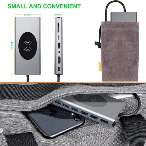 H7JF Hot Sale USb Type C Hub 15 in 1 HDMI-Compatible Docking Station HDD SSD SD TF VGA Rj45 Ethernet PD87W Fast Charge