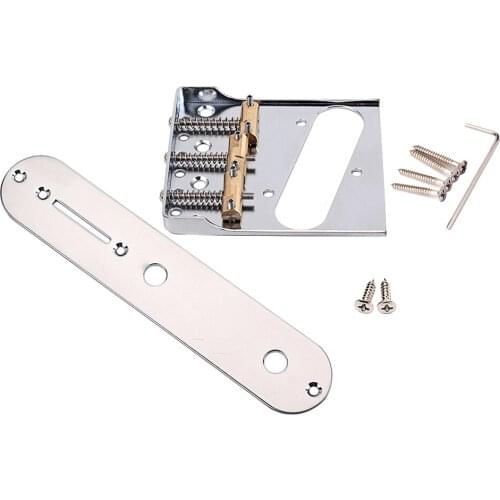 Guitar Fixed Bridge Half Side Saddle Bridge Part With Screws & Wrench, Chrome