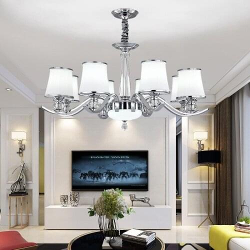 Chrome/golden modern chandeliers Residential living room bedroom dining room study lamp Hotel cafe bar Lighting fixtures