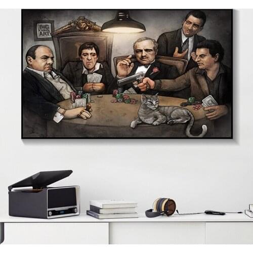 Gangers Art Print by Big Chris Art Gangsters Playing Poker Poster on wall art picture For Living Room Decorative painting