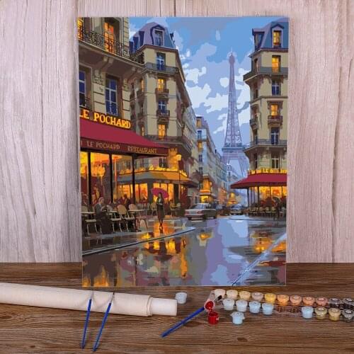 Scenery Street Landscape Painting By Numbers Set Oil Paints 50*70 Boards By Numbers Decorative Paintings Children Handicraft