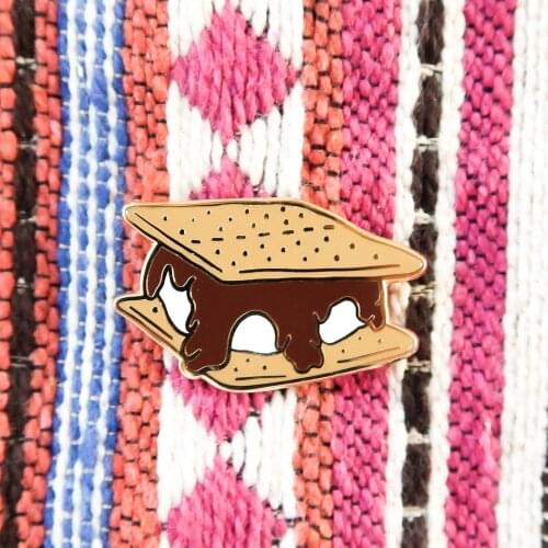 Kawaii Marshmallow Chocolate Sandwich Hard Enamel Pin Delicious Tasty Dessert Biscuit Brooch Medal Unique Fashion Jewelry Gift