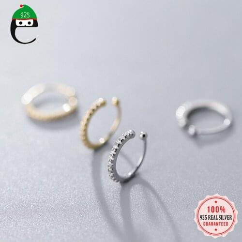 ElfoPlataSi 100% 925 Sterling Silver Sparkling CZ Ear Cuff Clip On Earring For Women Sterling Silver 925 Jewelry Wholesale ED225