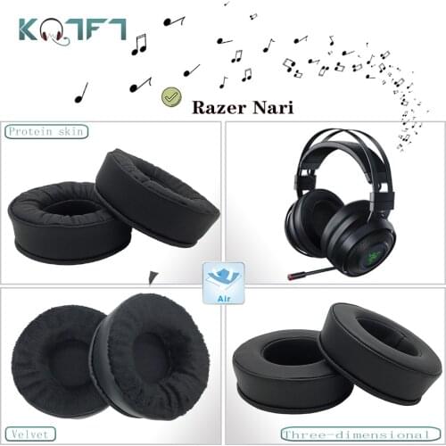 KQTFT Protein skin Velvet Replacement EarPads for Razer Nari Headphones Ear Pads Parts Earmuff Cover Cushion Cups