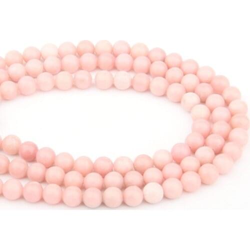 Round Natural Stone Beads Pink Opal for Jewelry Making Beadwork DIY Bracelet Necklace 4/6/8/10mm
