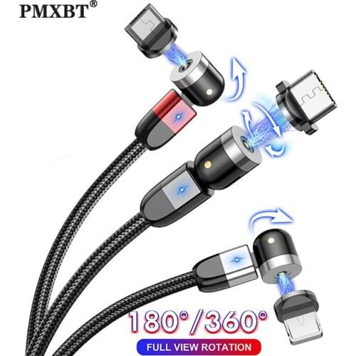 540º Rotate Magnetic Charging Cable Micro USB Type C phone cable Magnetic Charger Cable For iPhone 11 Pro XS Max Samsung Xiaomi