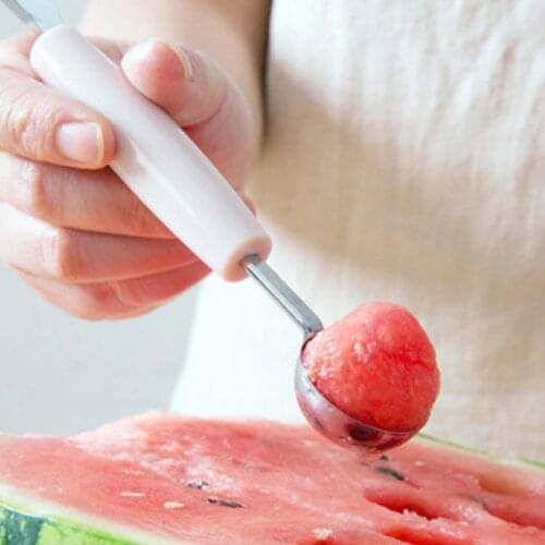 Ice Cream Watermelon Pitaya Fruit Digging Ball Spoon Carving Knife 2In1 Fruit Platter Maker Ice Cream Scoops Kitchen Tool Gadget