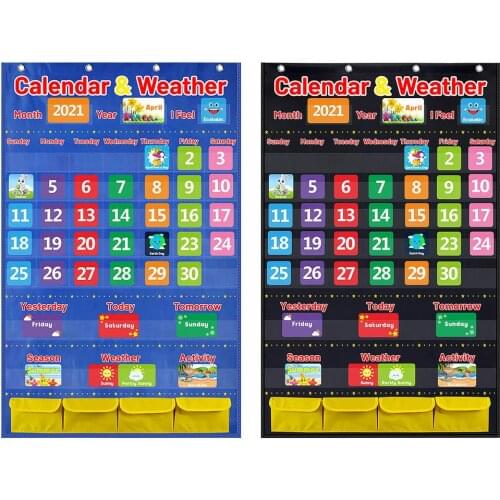 Preschool calendar and weather pocket chart set with 114 cards for kindergarten children teaching school supplies for kindergart