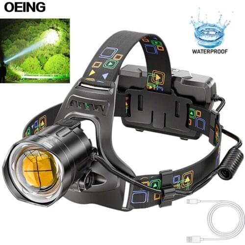 500000LM XHP100 LED Headlamp Powerful Headlight 2500M Long Range Zoomable USB Rechargeable Head Lamp Waterproof Outdoor Camping