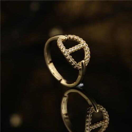 2021 New Arrival AAA+ Cubic Zirconia Copper Jewelry INS Style Hot Sale Pig Nose Geometric Rings For Women Girl Daily Accessories
