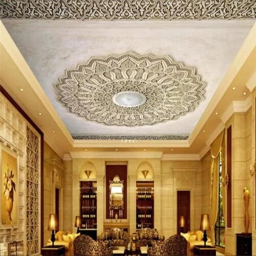 Beibehang Custom wallpaper 3d photo mural white European embossed simulation plaster ceiling background wallpaper papel de pared