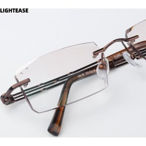 Pure Titanium Rimless Glasses Diamond Cutting Computer Glasses Men Business Myopic Glasses Frames Hyperopia Reading Eyeglasses