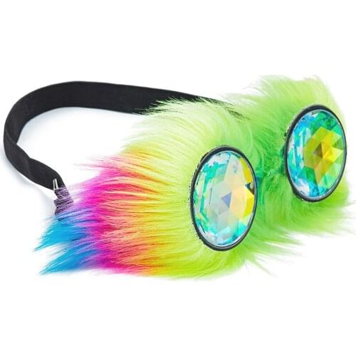 G.F.GOGGLE Kaleidoscope colorful Fluff Frame Desgin Goggles Steampunk Women Retro Glasses Men Party Sunglasses Diffracted Lens