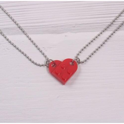 2021 Punk 2Pcs Heart Brick Couples Love Necklace For Lovers Women Men Friendship Necklaces Valentines Gift Jewelry