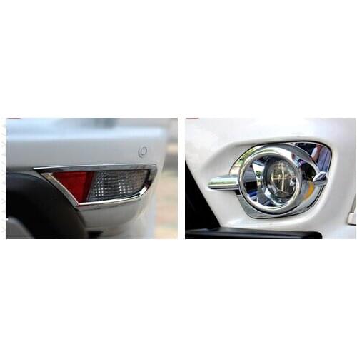 Front+ rear fog light lamp box ABS Chrome front cover accessories 4pcs/set For Mitsubishi Pajero 2014 2015 2016