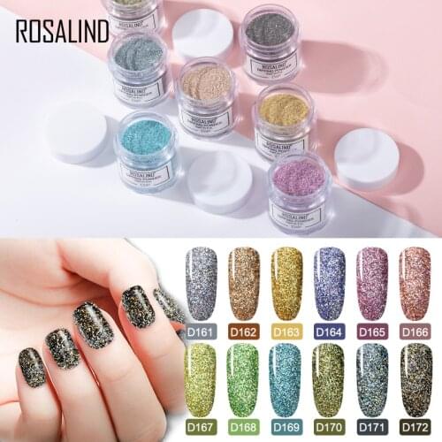 ROSALIND Dip Powder Nail Art Polish Gradient Shining Chrome Pigment Holographic Glitter Nail Flakes Sequins Dipping Powder Set
