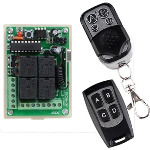DC 12V 4 Channel Relay Wireless Lighting Remote Control Switch Syatem 315mhz 433mhz 10A 4CH Transmitter Receiver