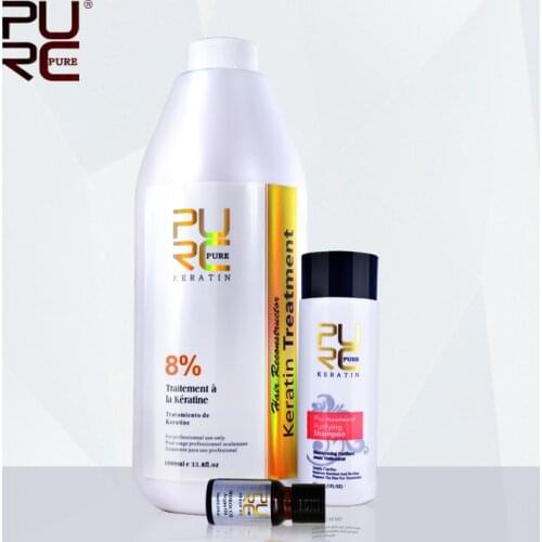 3pcs PURC Shampoo for keratin hair treatment hair care set hot sale 1000ml chocolate 8% formalin keratin repair damaged hair