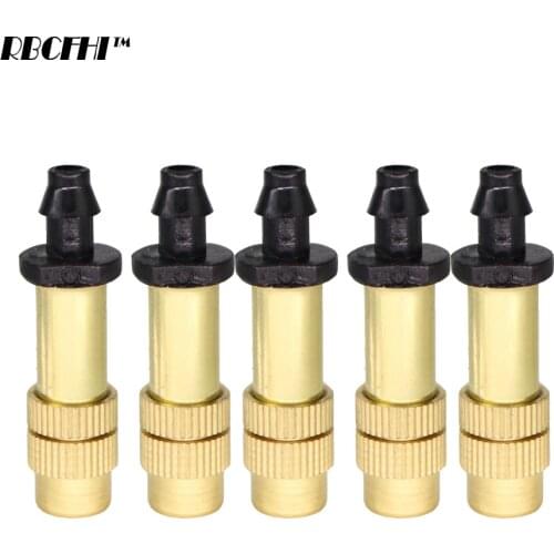RBCFHI 30/50/100PCS Adjustable Brass Nozzle 1/4'' Barb Connector Garden Watering Irrigation Spray Copper Sprinkler