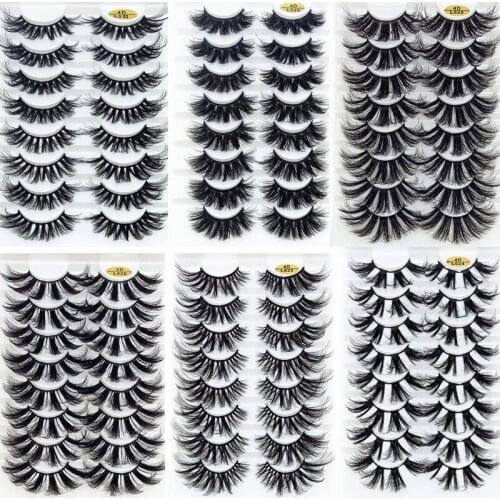 Mink Handmade False Eyelashes 8Pairs 25mm 4D Wispies Fluffy Thick Dramatic Eyelash Extension Volume Faux Long Fake Lashes