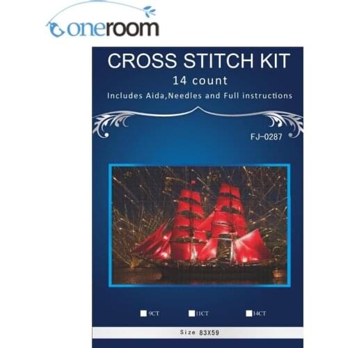 Needlework,DIY Cross stitch,Sets For Embroidery kits,Precise Red Boat Pattern enough thread Counted Cross-Stitching3th