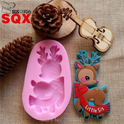 Cute reindeer shape silicone cake mold, fondant mold Christmas cake decorating tools, kitchen accessories LH01