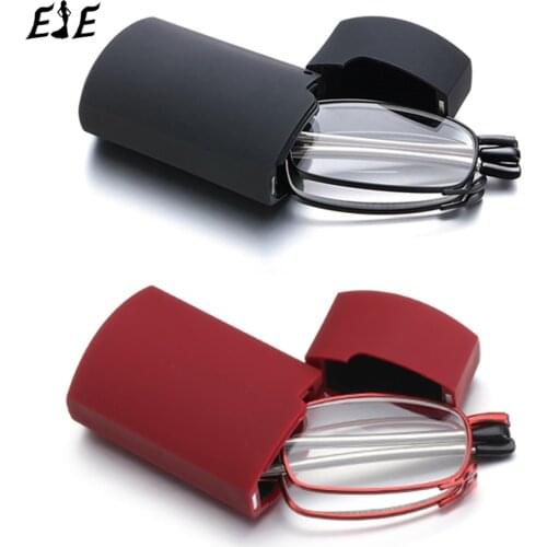 2021 Folding Reading Glasses With Case Men Women Telescopic Rotation Presbyopia Eyeglasses Includes Glasses Case +1.0~+4.0