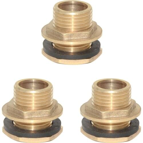 3x Brass Hose Connector Pipe Fittings for Water Tank Cistern DN20 ( 3/4-inch )