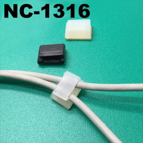 50pcs NC-1316 15.7x12.7mm Black White Stick Fixed Seat Nylon Plastic Self Adhesive Tie Base Car Recorder Cable Wire Clamp Clip