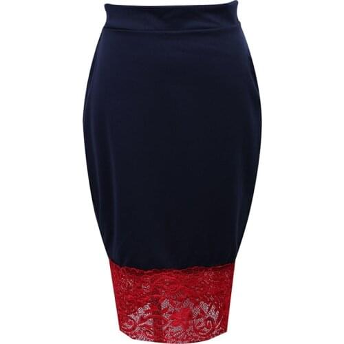 Sexy Women Formal Stretch High Waist Short Lace Mini Skirt Pencil Skirt Red Black Skirt