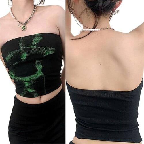 Women Tube Top with Chic Print Skinny Fit Sexy Straight Version Street Style Summer Clothing