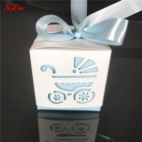 10PCS Candy Box Hollow Baby Carriage DIY Paper Gift Boxes Decor For Baby Shower Birthday Party DIY Paperboard Craft Supplies 7Z