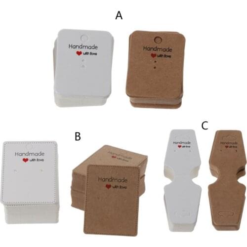 100Pcs Handmade Kraft Paper Blank Tags Earrings Necklace Display Cards Package P9YF