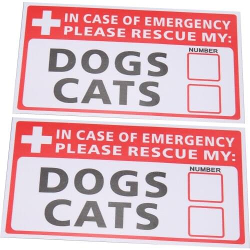2Pcs Emergency Pet Rescue Dog Cat Vinyl Sticker First Responder Fire Safety Decal Warning Label Signs New