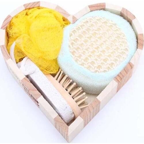 4pcs/set Women Man Girl Kid Baby Bath Show Spa Gift Set Kit Include Bath Body Clean Sponge Hair Brush Foot File Pumice Stone