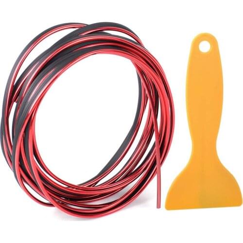 Car DIY Interior Decoration Door Sticker Moulding Strip Trim Line Red 5 Meter PVC Plastic + Plating Car Accessories