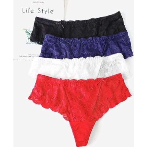 BALDAUREN Womens Cotton Underwear Panties Sexy Lace Mid-Waist Female Briefs Hip Lift Underpants For Lady Plus Size Lingerie