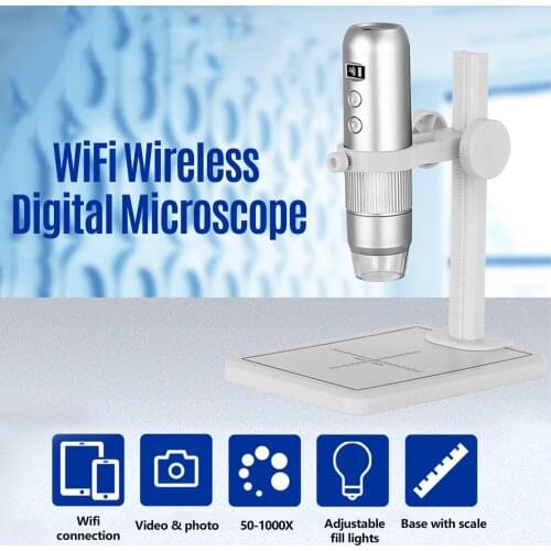 WiFi Wireless Digital Microscope Handheld Microscope Camera 50X to 1000X Magnification 8 Adjustable LED Lights for iOS Android