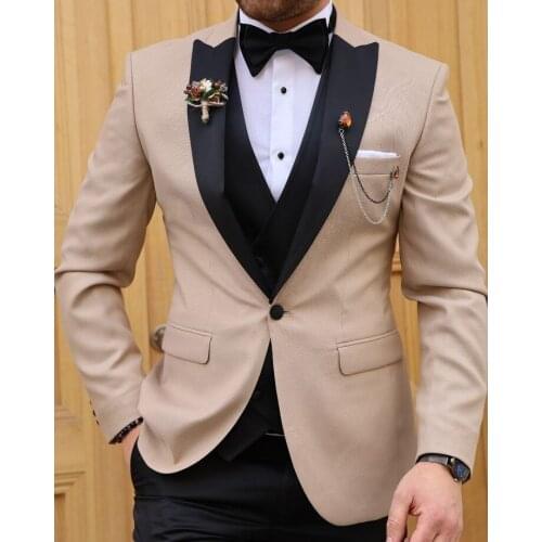 Business Formal Men Suits Solid One-Button Blazer Pants Marriage Tuxedo Male 3 Piece Suit Men Terno Wedding Suit Slim Fit 2021