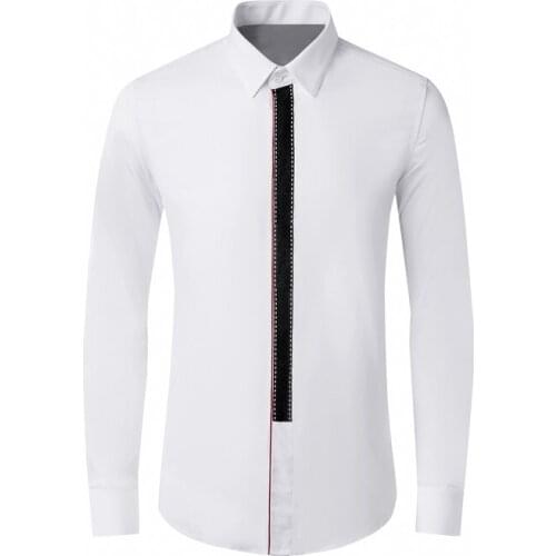 Plus size M-4XL Long sleeve Slim Shirt men Simple brand design Camisas masculina high quailty Casual business male dress Shirts