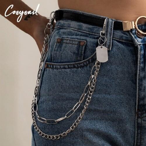 Cosysail Multilayer Waist Chain Stainless Steel Body Key Chain for Women Hip Hop Trousers Pants Chain Accessory Jewelry Gift