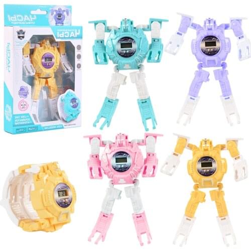 Children Electronic Robot Watch Cartoon Deformation Wristwatch Adjustable Watch Toy for Kids Boys Girls Birthday Christmas Gifts