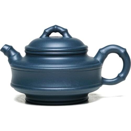 Yixing Purple Clay Teapot, Famous Handmade Raw Ore Green Clay, Double-line Bamboo Drum, Household Teapot, Chinese Tea Set