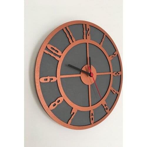 North Is Designed Black Copper Circle Decorative Wall Clock 30 Cm
