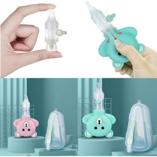 Kids Newborn Nasal Aspirator Cartoon Bear Silicone Baby Safety Nose Cleaner Vacuum Suction Sniffling Equipment