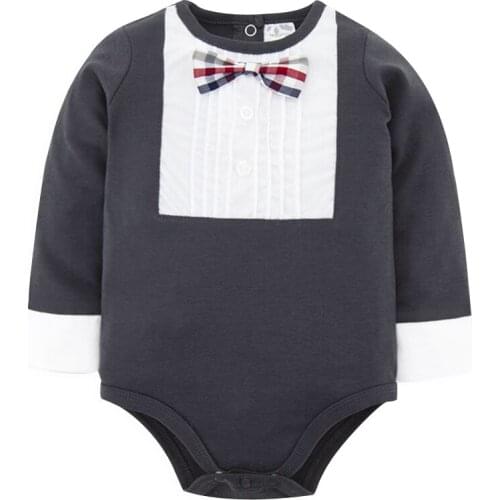 Kavkas Baby Boys Bodysuits Spring Autumn Newborn Baby Clothing Gentleman Tie Baby Boy One Piece Jumpsuits Clothes